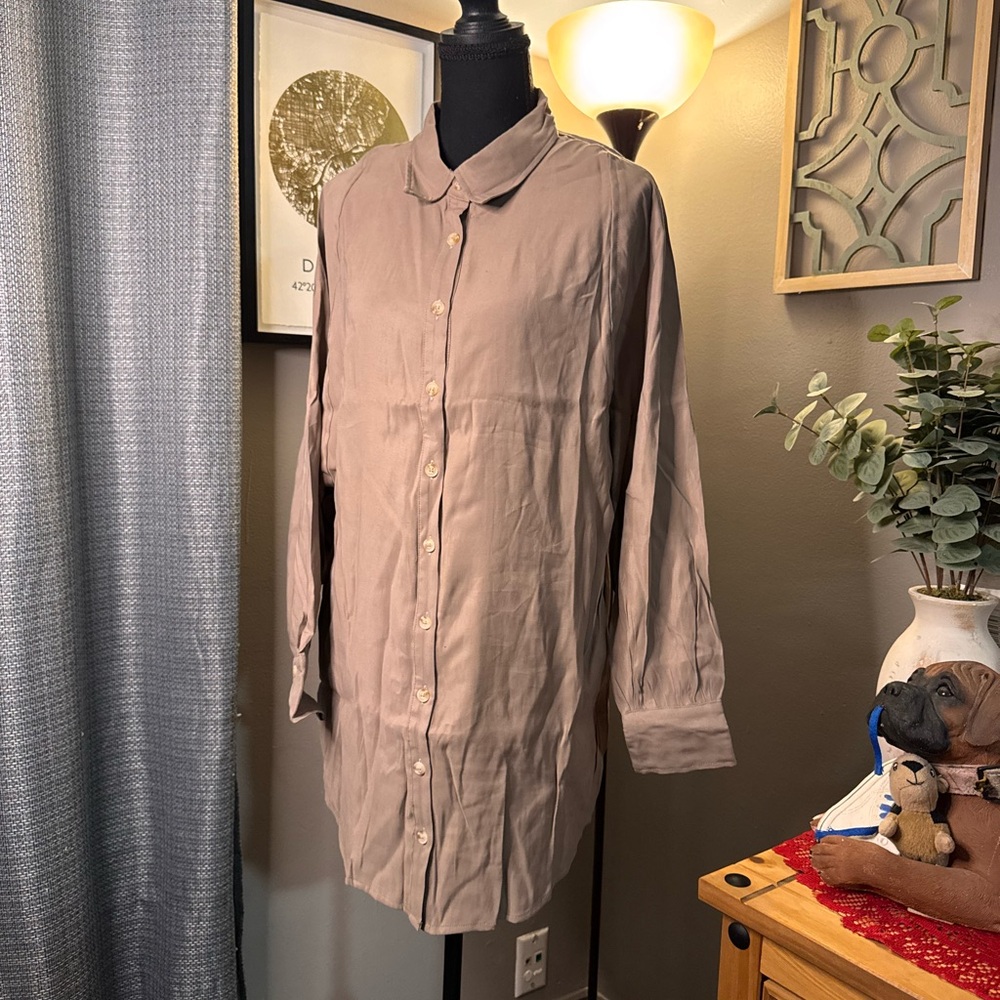 Promesa Taupe Button-Up Shirt